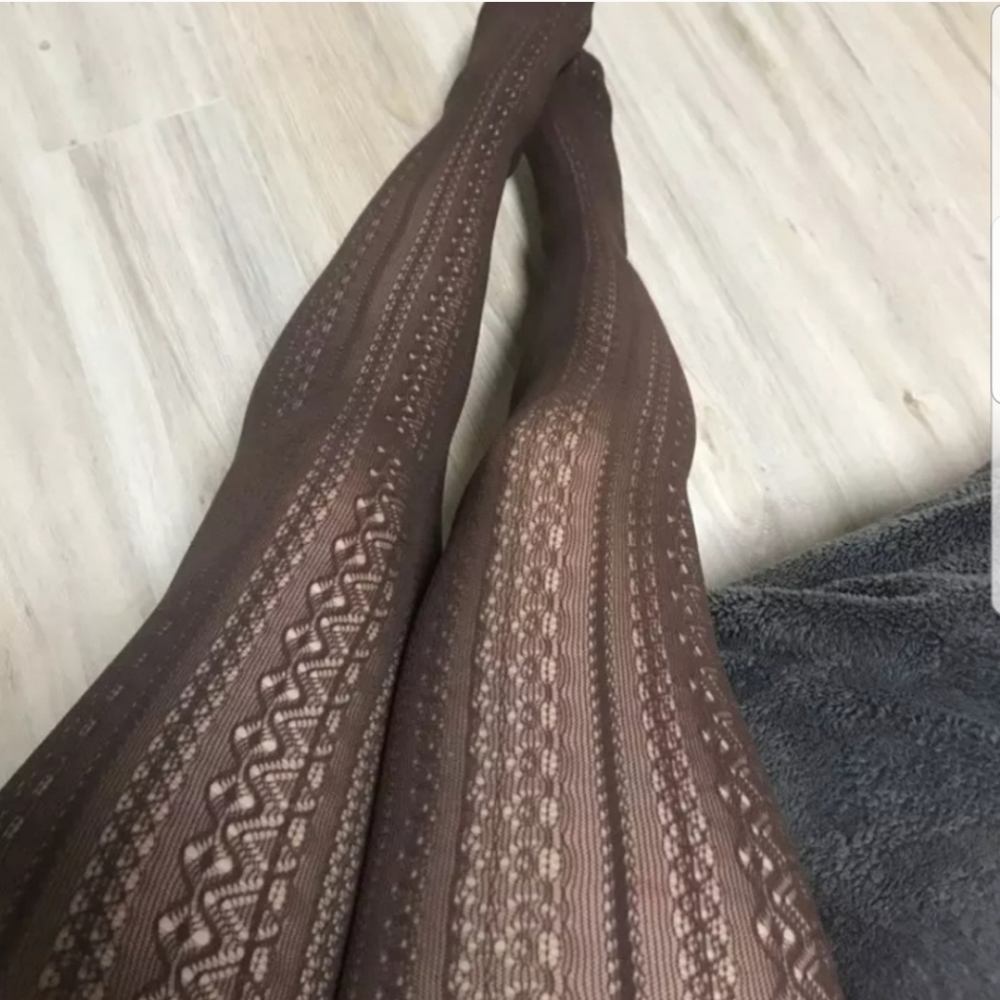 Brown Lace Tights - Picture 3 of 4